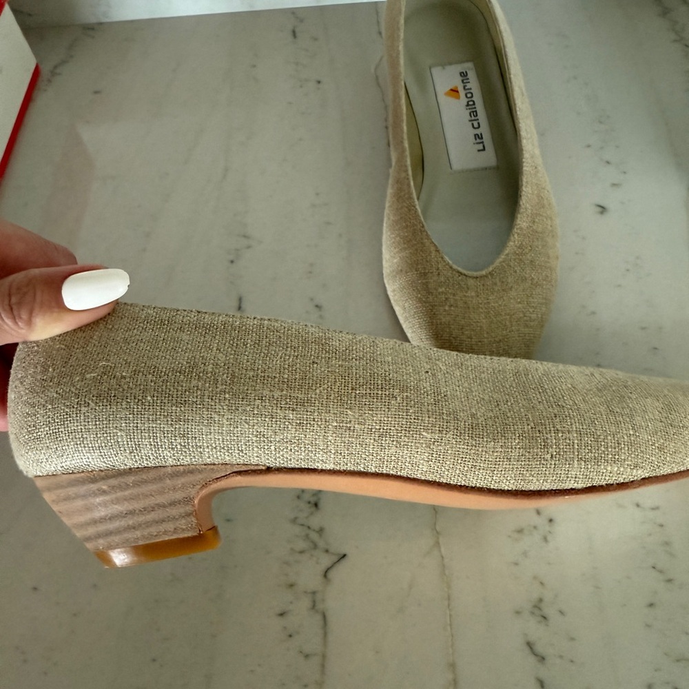 vintage 1994 Liz Claiborne "Rueben" natural flax linen flats-courts NWB - Picture 4 of 7
